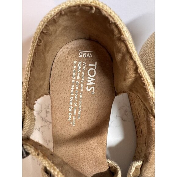 TOMS Sienna Wedge Sandals Women’s Size 9.5 Canvas Crisscross Open Toe Cork Tan - Picture 5 of 11